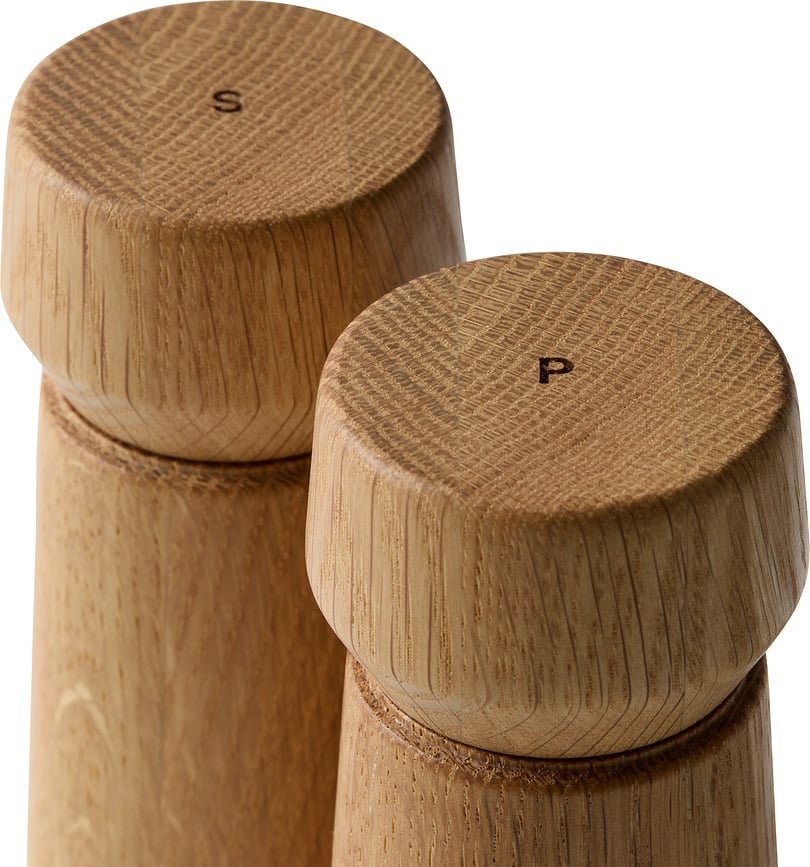Molinillos de Sal y Pimienta Amsterdam, de madera de roble natural, 11 cm, Pack de 2 unidades