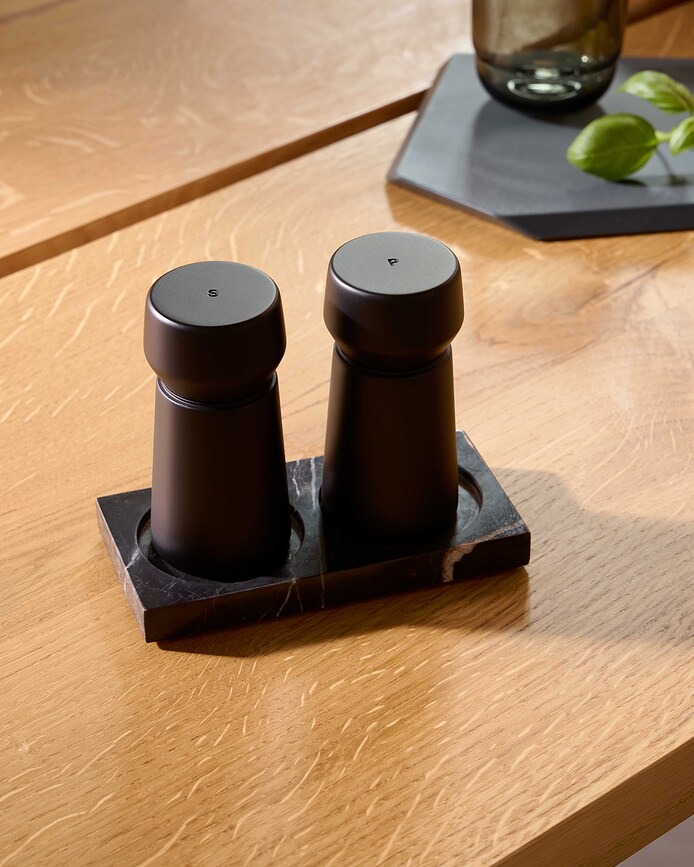 Molinillos de Sal y Pimienta Amsterdam, de madera de roble natural, 11 cm, Pack de 2 unidades