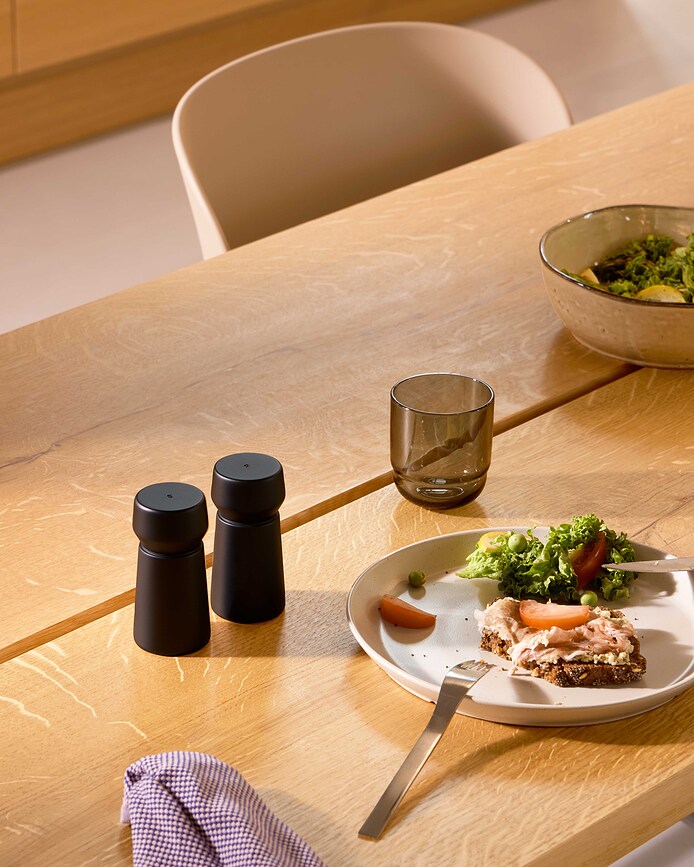 Molinillos de Sal y Pimienta Amsterdam, de madera de roble natural, 11 cm, Pack de 2 unidades