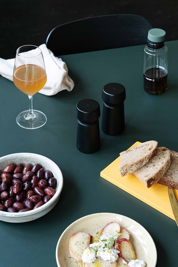 Molinillos de Sal y Pimienta Amsterdam, de madera de roble natural, 11 cm, Pack de 2 unidades