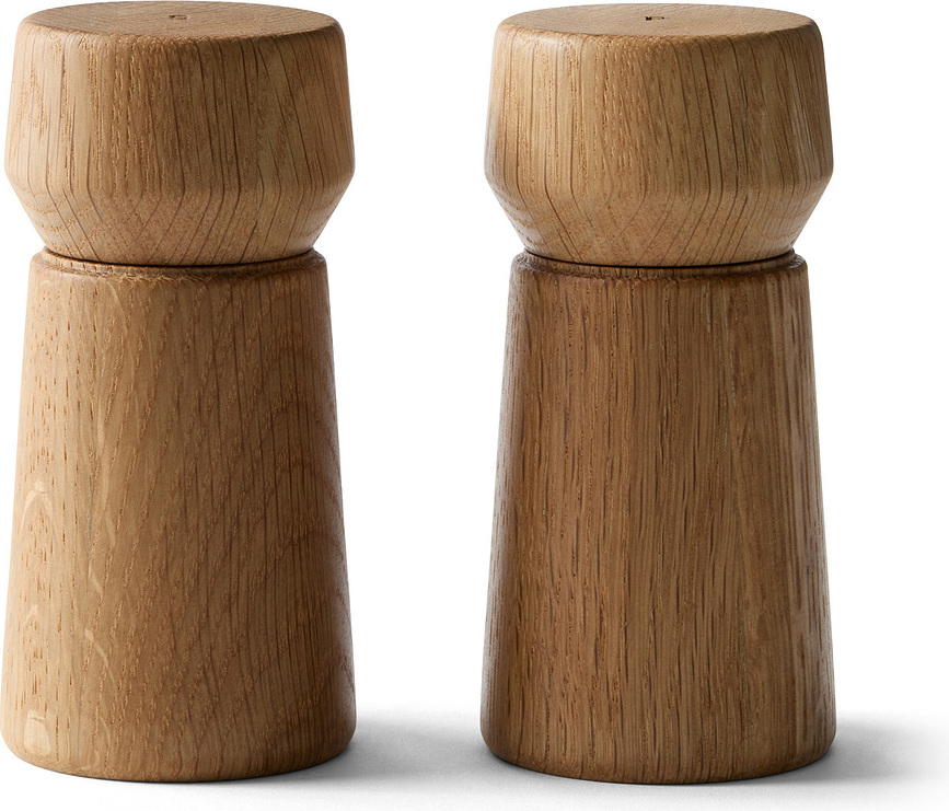 Molinillos de Sal y Pimienta Amsterdam, de madera de roble natural, 11 cm, Pack de 2 unidades