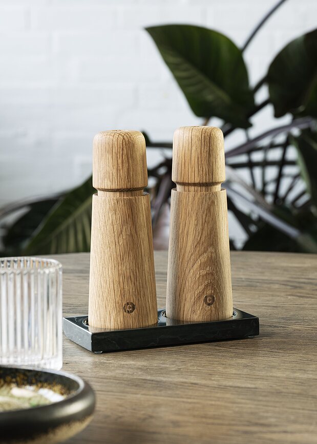 Stockholm Moulins à Sel et à Poivre 17 cm, bois de chêne, Lot de 2