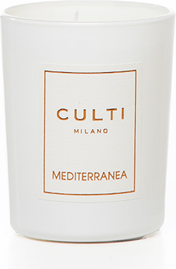 Ароматна свещ Culti Mediterranea 550 g, бяла, w лъскаво стъкло