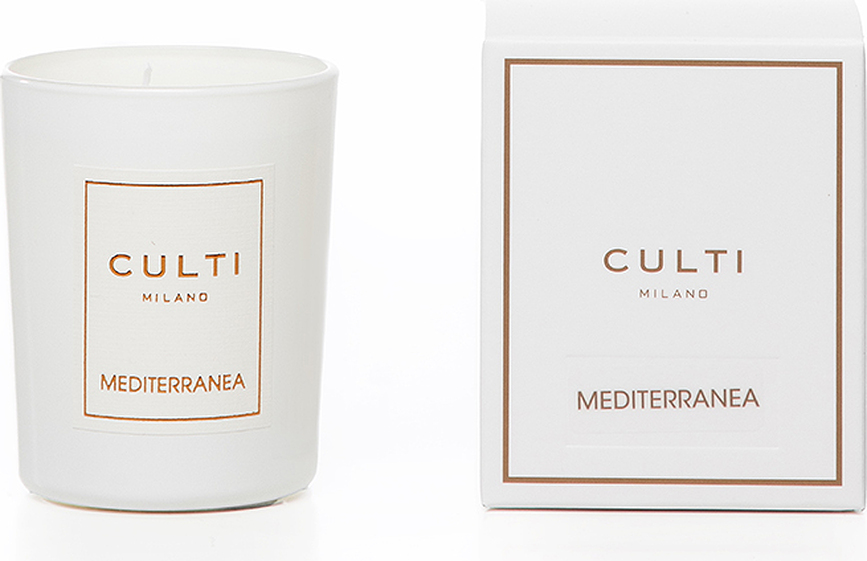 Vonné sviečky Culti Mediterranea 70 g biele v lesklom skle