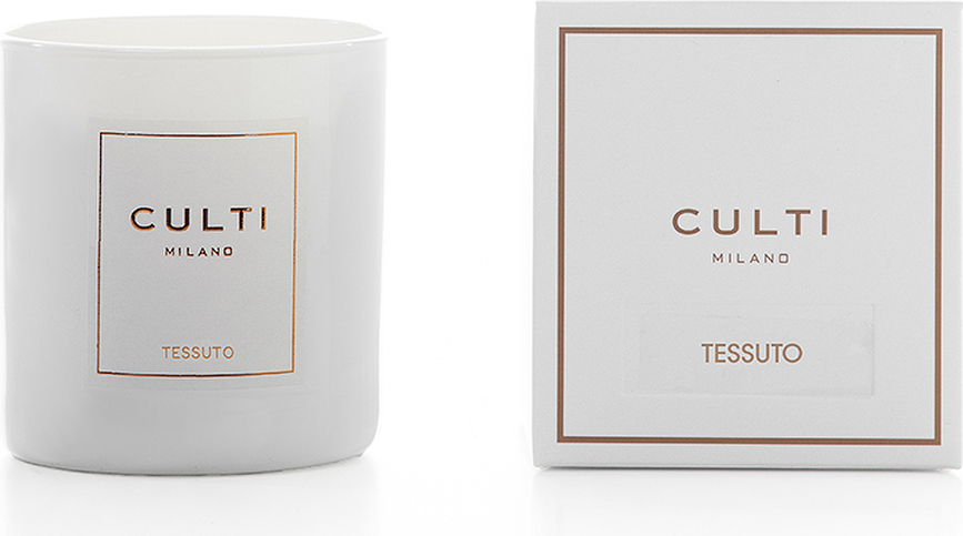Vonné sviečky Culti Tessuto 270 g biele v lesklom skle