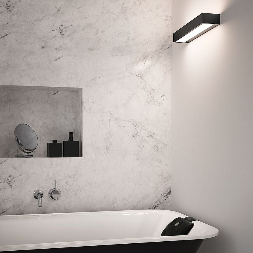 Aplique de pared LED Box, 150 cm, 2700K, negro mate