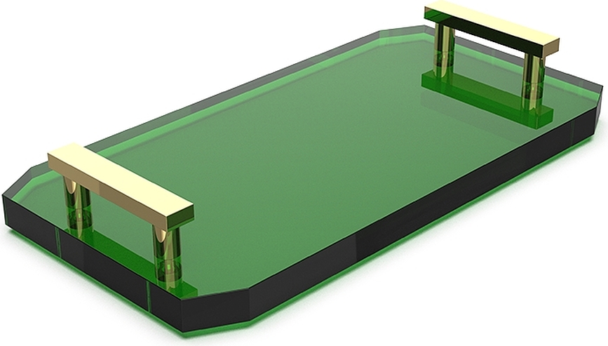 Bandeja de baño Kristall, con asas doradas