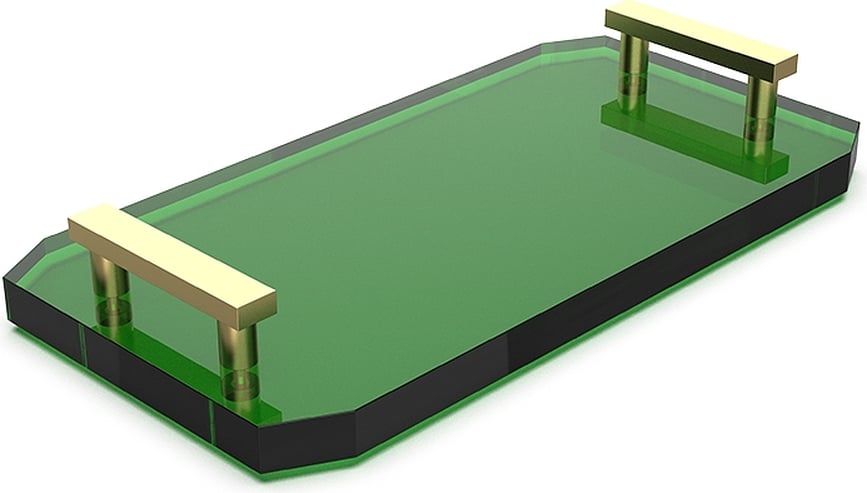 Bandeja Kristall, para baño, con asas doradas mate