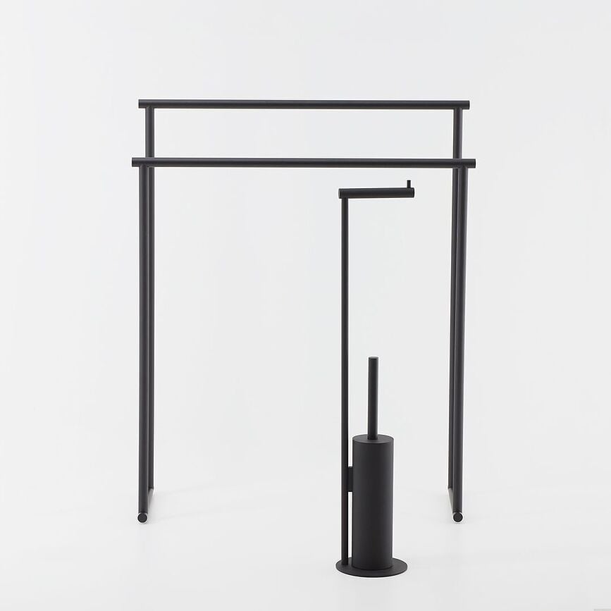 Serviteur WC avec porte-papier, doré mat