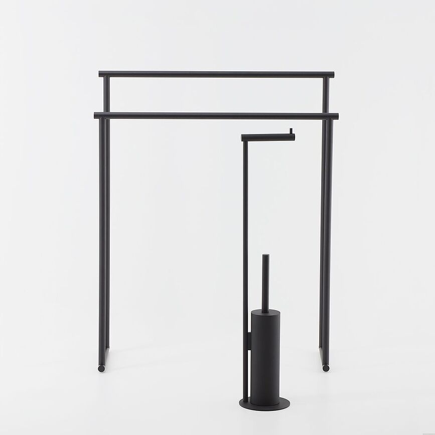 Bar Toliet roll stand and toilet brush dark matte metal