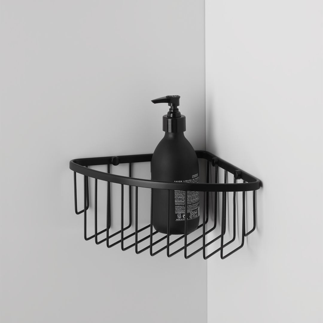 Matte Black Corner Shower Basket