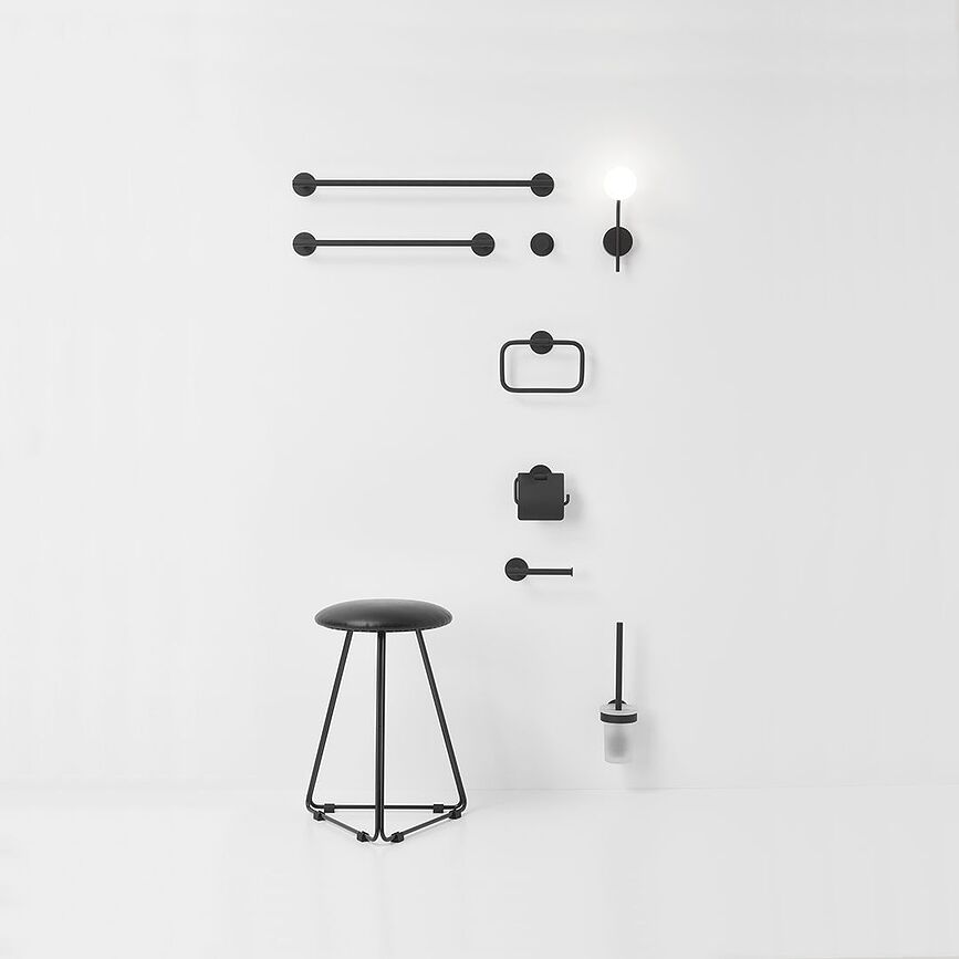 Basic Porte-Serviettes à fixation adhésive, noir mat