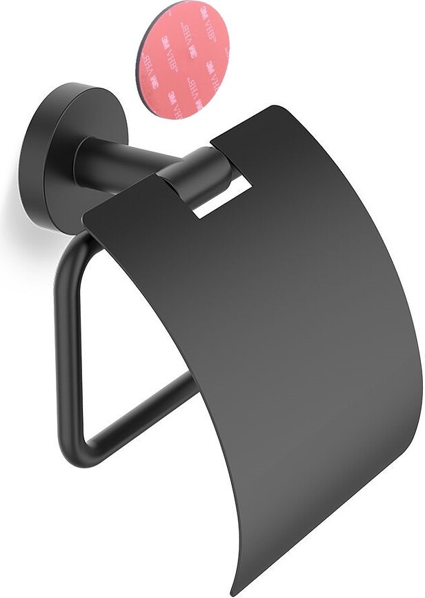 Basic Toilet paper holder black matte hinged self -adhesive assembly