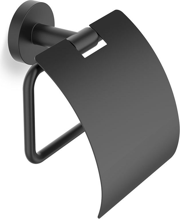 Basic Toilettenpapierhalter schwarz matt mit Klappe
