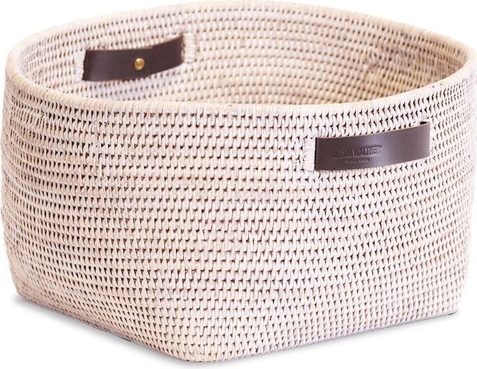 Basket Aufbewahrungskorb rund hellbeige aus Rattan