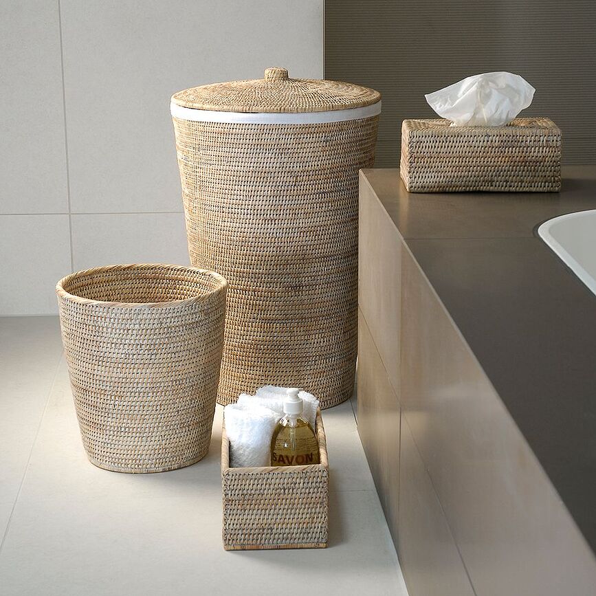 Basket Καλάθι Απλύτων με καπάκι, 65 cm, ανοιχτόχρωμο