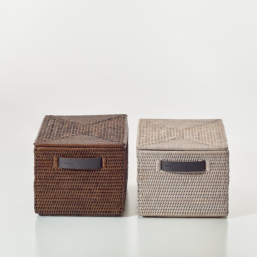 Basket Košara s poklopcem smeđa ratanska