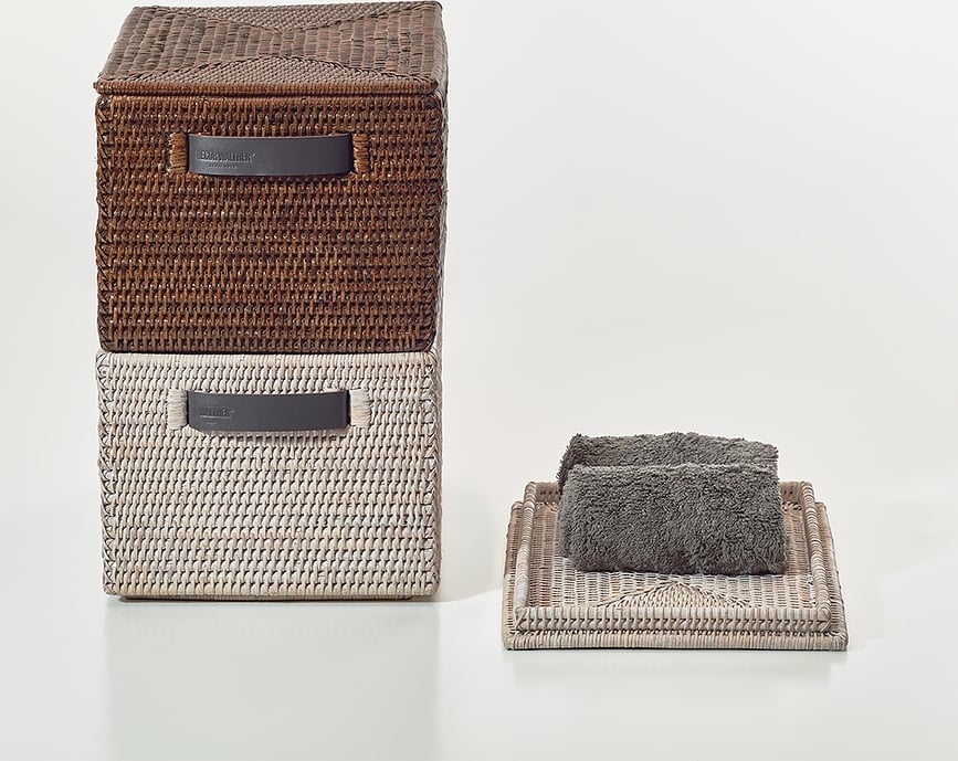 Basket Panier de Rangement avec couvercle, brun, en rotin