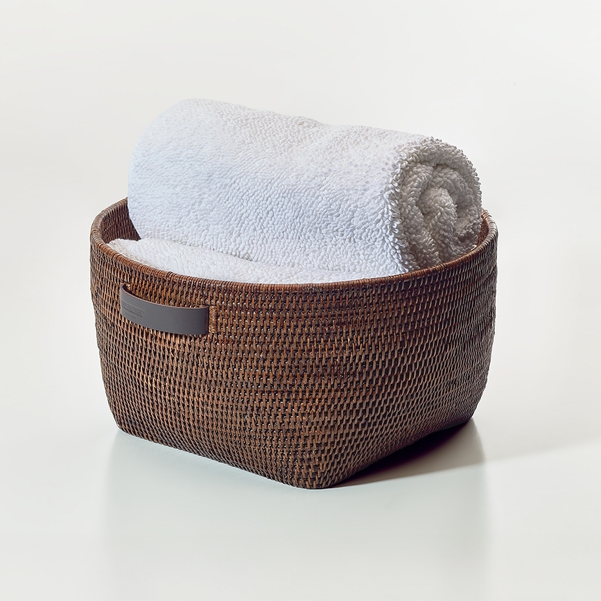 Basket Panier de Rangement, rond, marron, en rotin