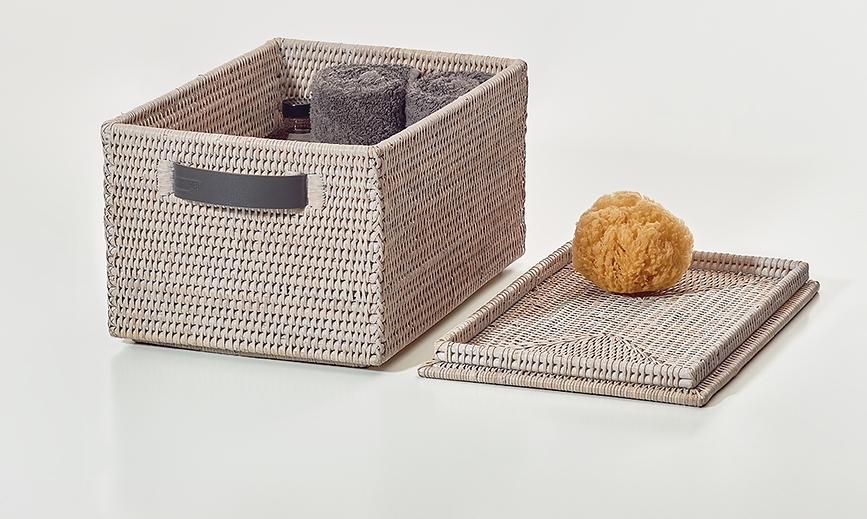 Basket Posoda za shranjevanje, s pokrovom, rjava, ratan