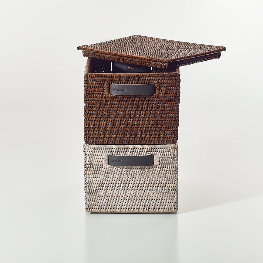 Basket Posoda za shranjevanje, s pokrovom, rjava, ratan