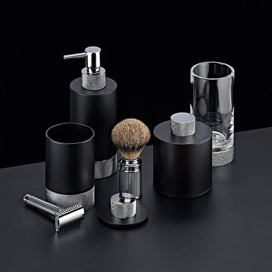 Contenedor para baño Club 2, negro mate y cromo