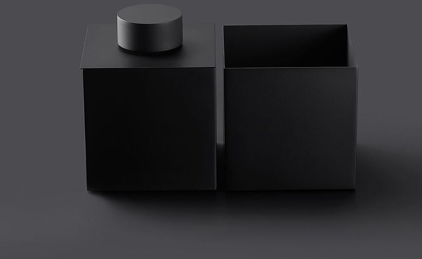 Bote de baño Century, de metal, 17 cm, color oro mate oscuro, con tapa