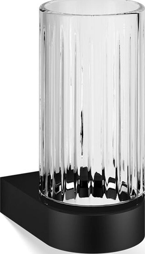 Century Zahnbürstenbecher geriffelt schwarz matt für die Wand