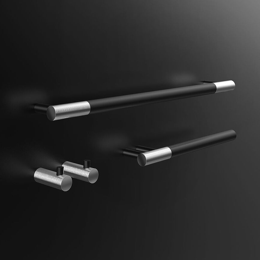 Club Barre Porte-Serviettes 80 cm, noir mat et chrome