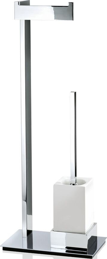 Conjunto de Portarrollos y Escobillero de pie Brick, blanco