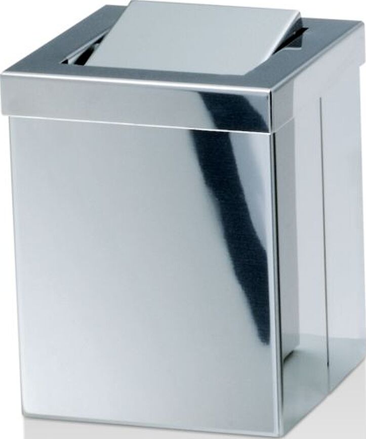 Contract Bathroom waste basket 15 cm polished steel hinged