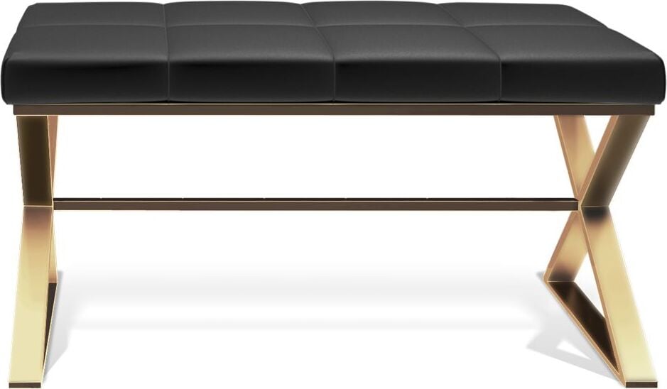 Decor Walther Bank gold matt mit Kunstleder-Kissen in Schwarz
