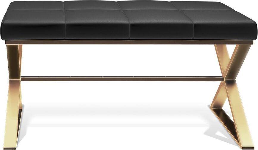 Decor Walther Bank gold matt mit Kunstleder-Kissen in Schwarz