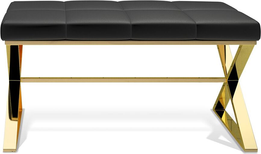 Decor Walther Bank goldfarben mit Kunstleder-Kissen in Schwarz