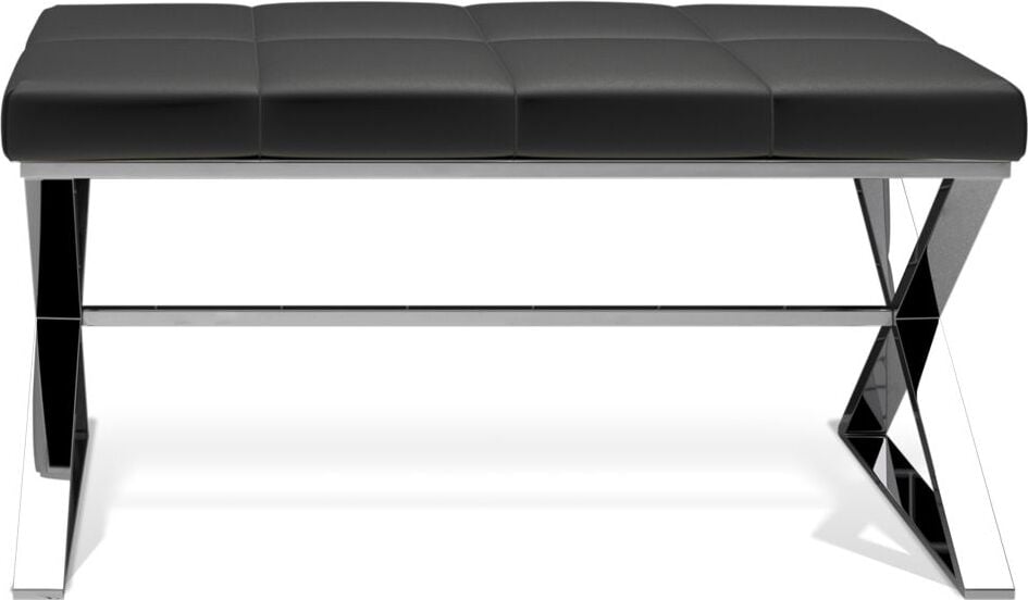 Decor Walther Bank polierter Stahl mit Kunstleder-Kissen in Schwarz