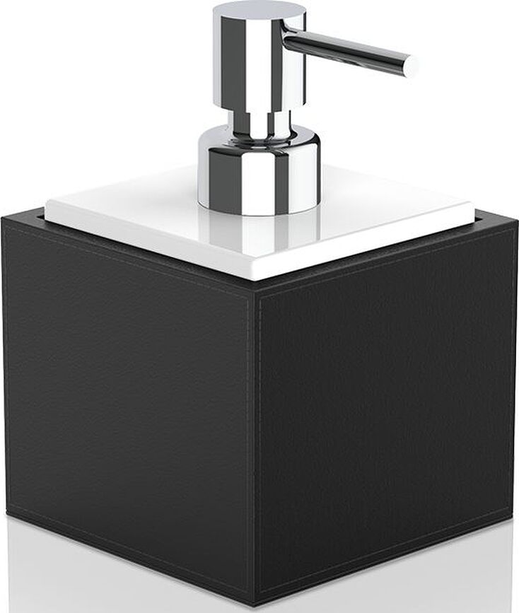 Dispensador de Jabón Brownie, con bomba de cromo, blanco y negro