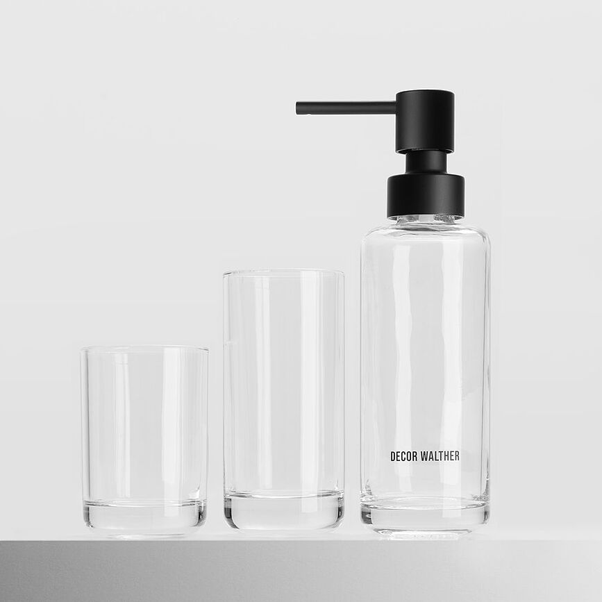 Dosificador de Jabón Pop Up, transparente, con vasos, Set de 3 piezas