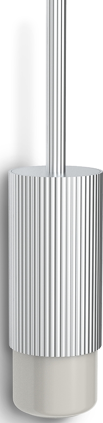 Escobillero de pared Of Line, plateado, con base crema