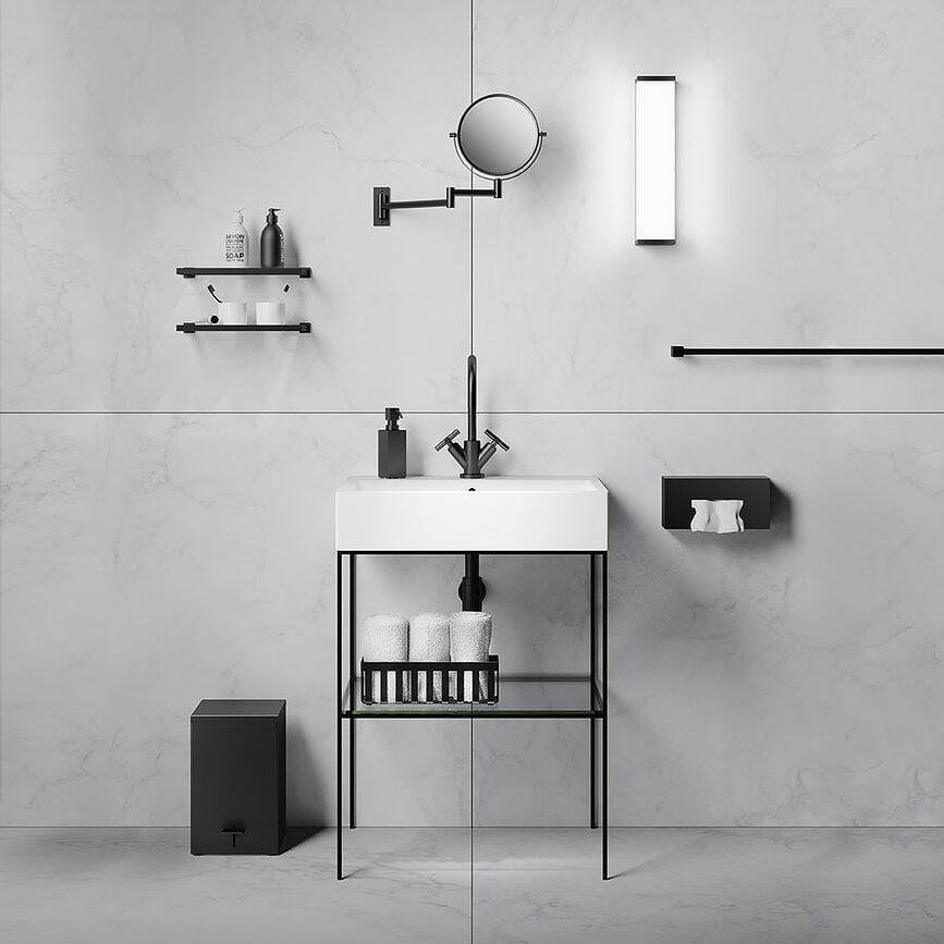 Estante de baño Corner, 60 cm, negro mate