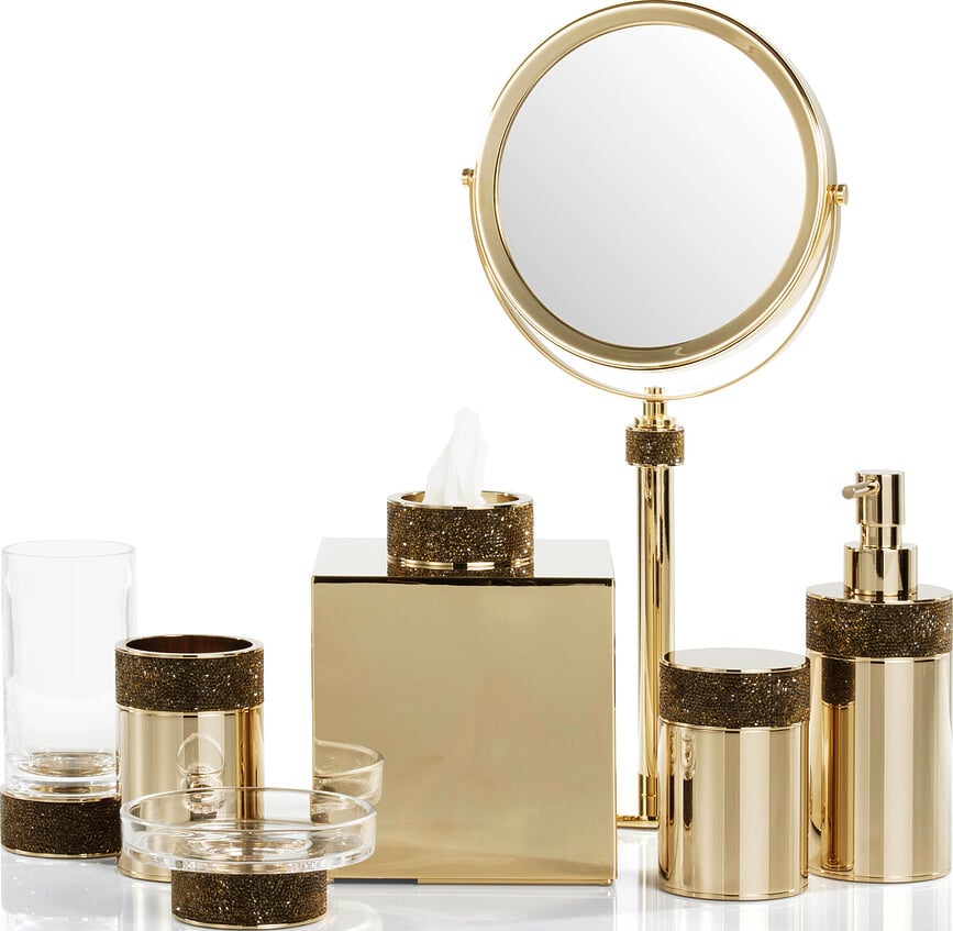 Jabonera de metal Rocks, acabado oscuro, dorado mate