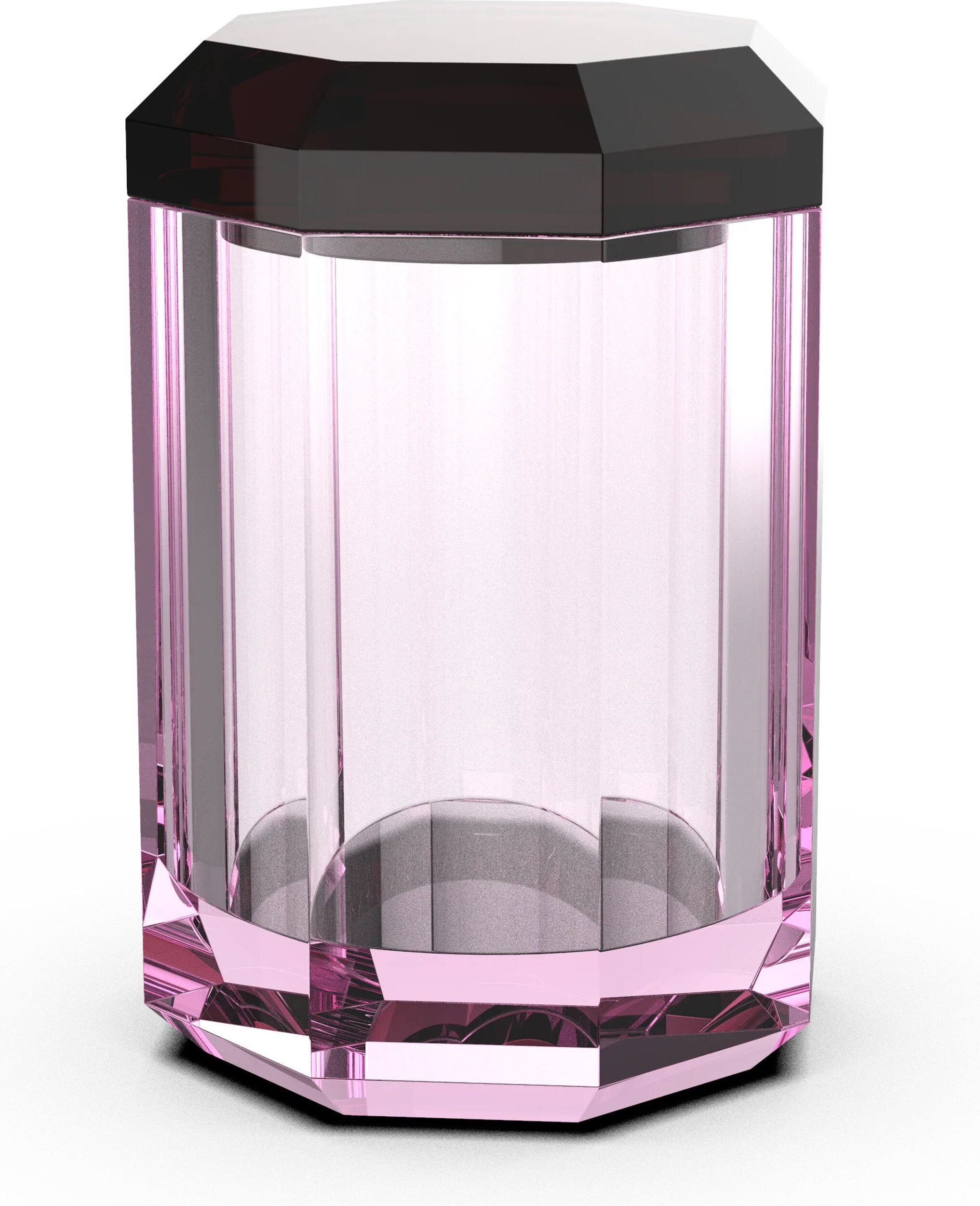 Kristall Badezimmerbehälter rosa mit bordeauxrotem Deckel