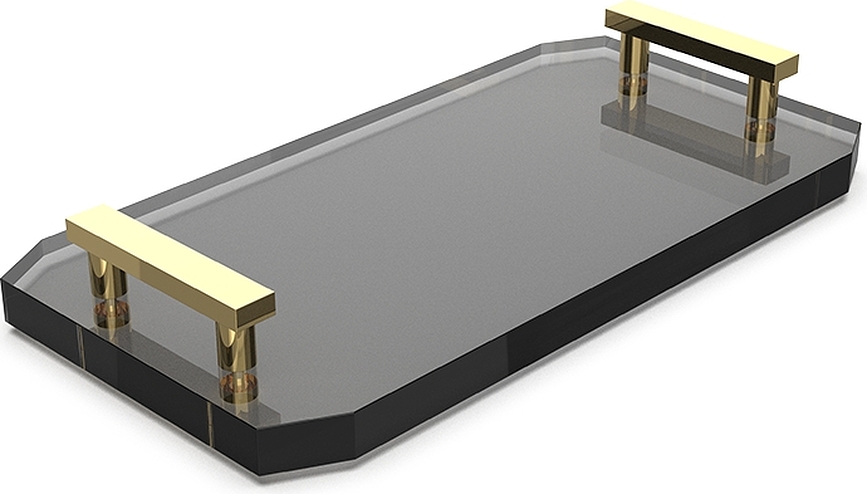 Kristall Kopalniški pladenj, antracitna, z zlatimi ročaji