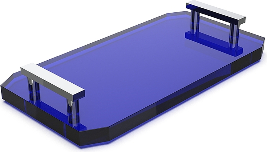 Kristall Kopalniški pladenj, temno moder, s kromiranimi ročaji