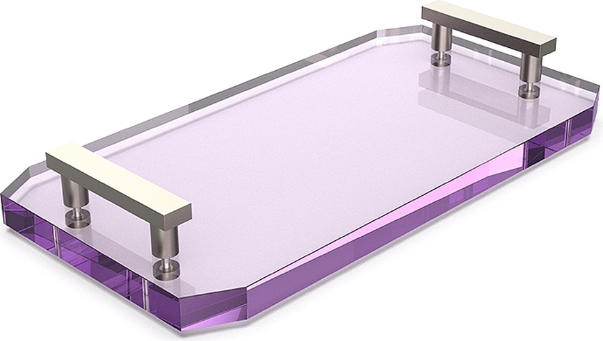 Kristall Kopalniški pladenj, vijoličen, z nikljanimi ročaji