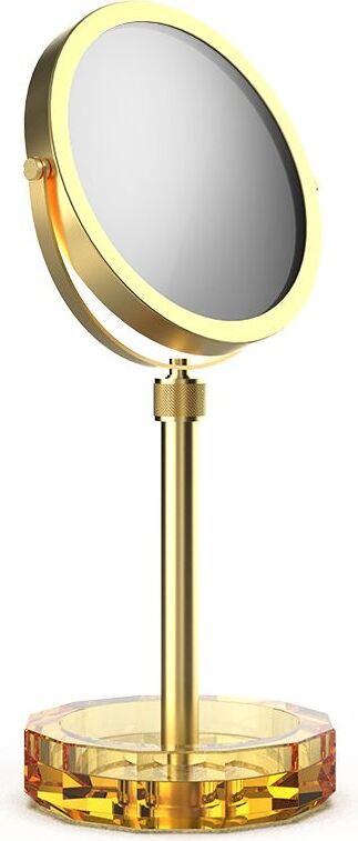 Kristall Kosmetikspiegel gold matt mit gelber Basis