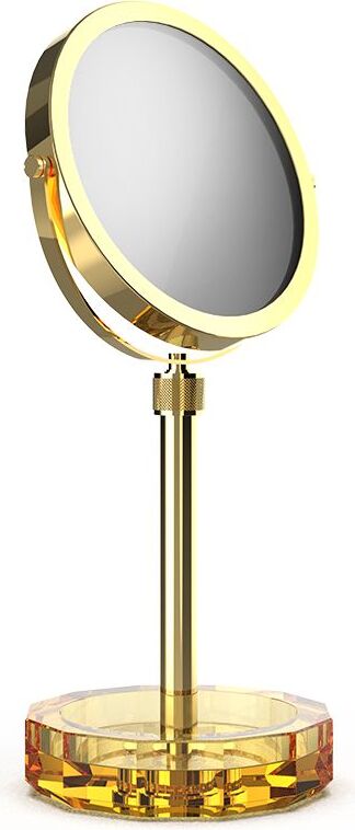 Kristall Kosmetikspiegel goldfarben mit gelber Basis