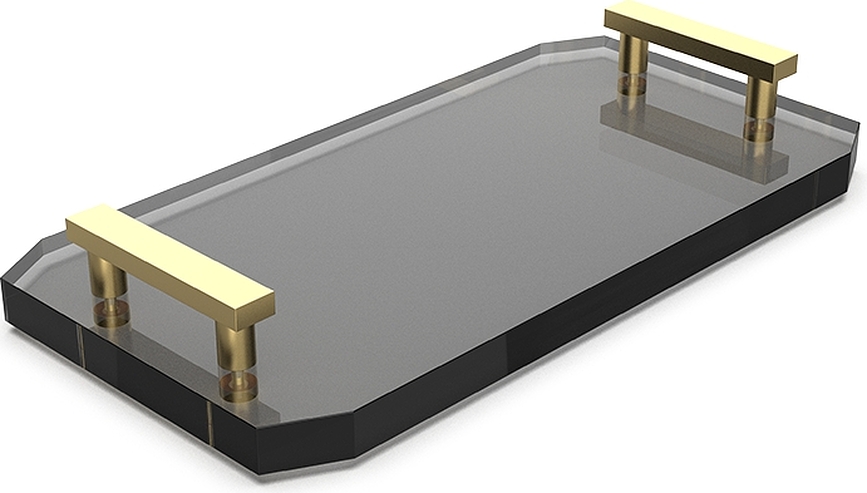 Kristall Pladanj kupaonski antracitni sa zlatnim mat ručkama