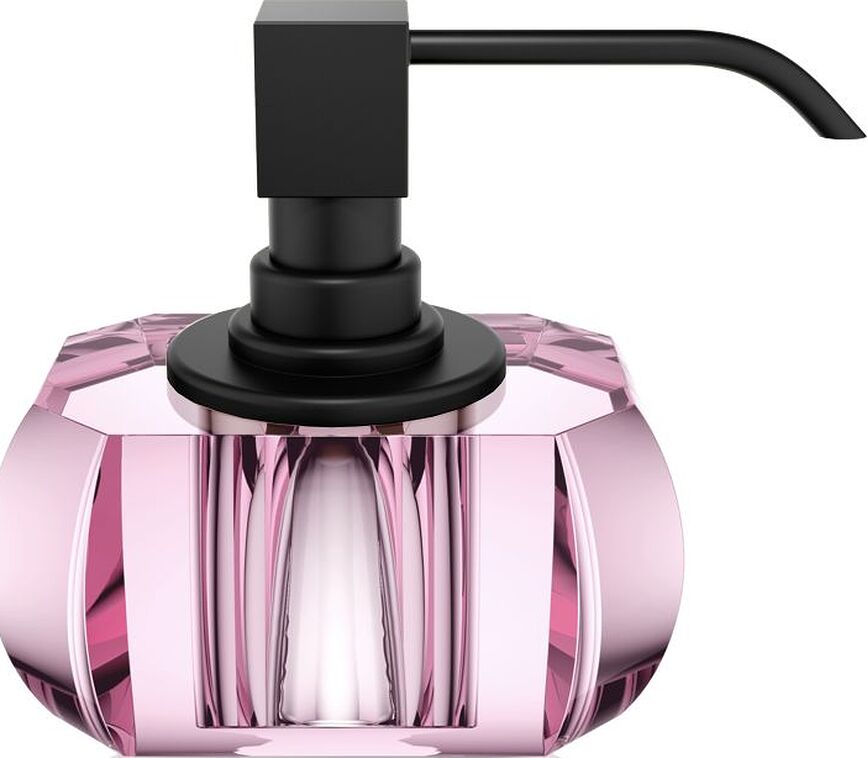 Kristall Seifenspender rosa mit Schwarz Matt-Pumpe