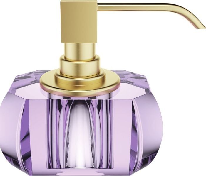 Kristall Seifenspender violett mit Gold Matt-Pumpe