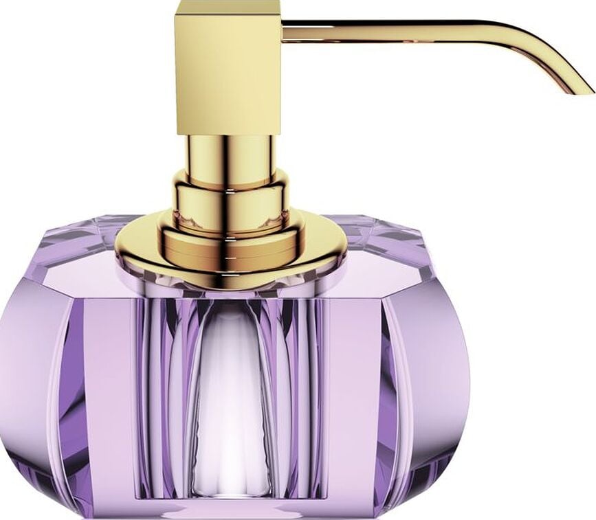 Kristall Seifenspender violett mit Gold-Pumpe